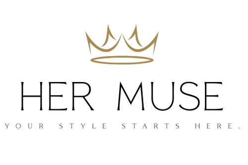 Logo for 'Her Muse' with a crown symbol on a white background